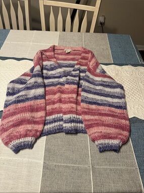 Sincerly Jules Striped Open-Front Cardigan - Pink, Blue & Cream